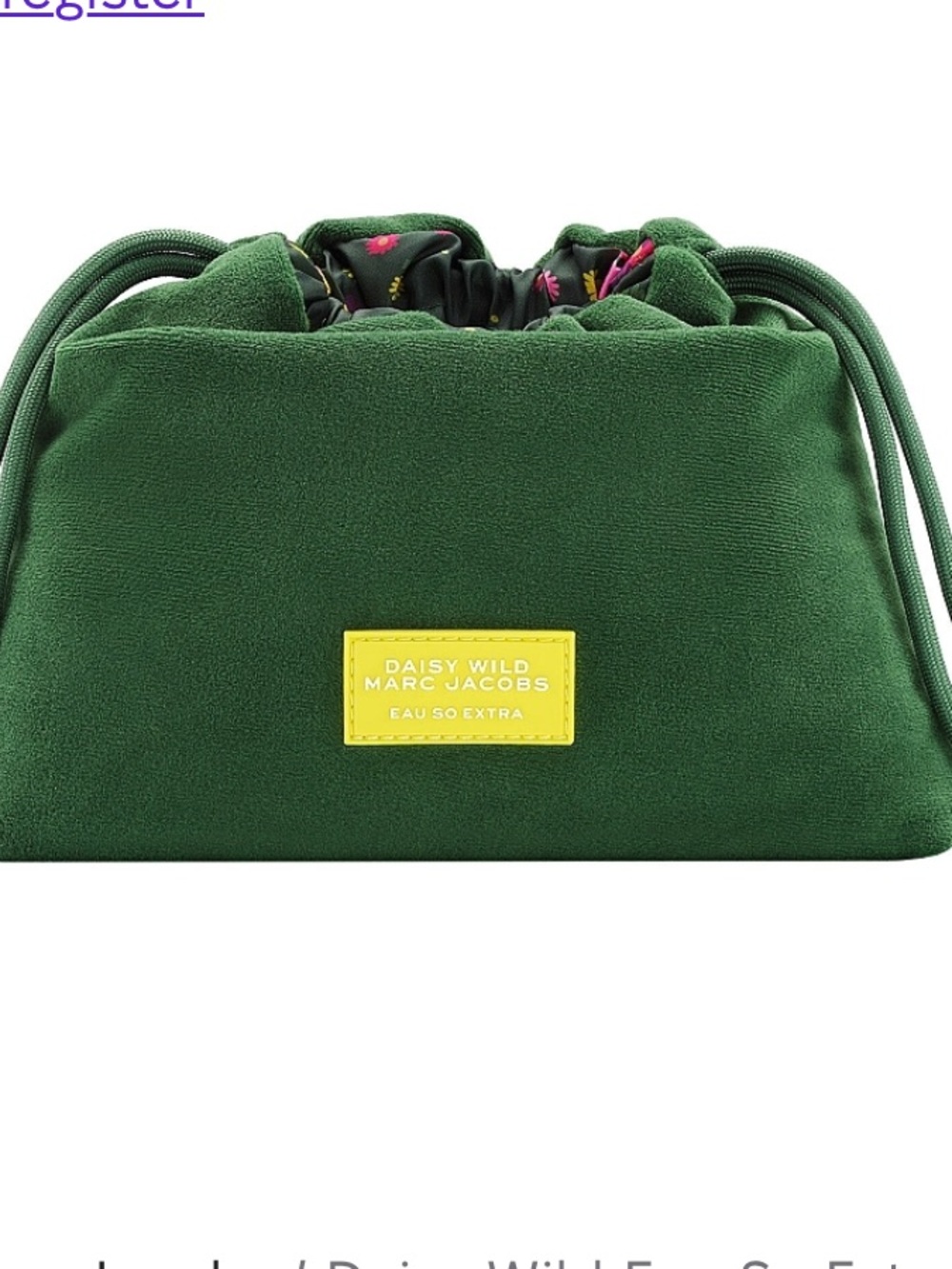 Marc Jacobs NWT Green Velvet Drawstring Women's Pouch Bag Cosmetics Accessories